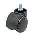 uxcell M10 Coarse Thread Stem Connector Twin-wheel Black Chair Trolley Caster with Step