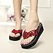 Platform Sandals Flip Flops Wedge Sequin for Women Beach Silver Black Red