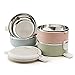 Spill Proof Dog Cat Travel Bowl Portable 304 Stainless Steel Multiple Layers Pet Water Food Storage Container with Invisible Handle for Pet Outdoor Traveling Raised Feeding (4 Layer)