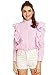 SheIn Women's Striped Ruffle Button Front Long Sleeve Blouse Medium Pink