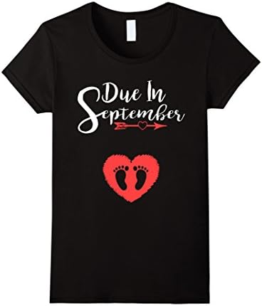 Women's Due In September Cute Baby Girl Maternity Announcement Shirt Medium Black
