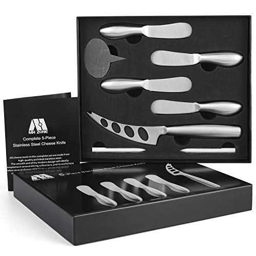 MH ZONE Cheese Spreader Knife Set 5Piece, 5 Stainless Steel Cheese