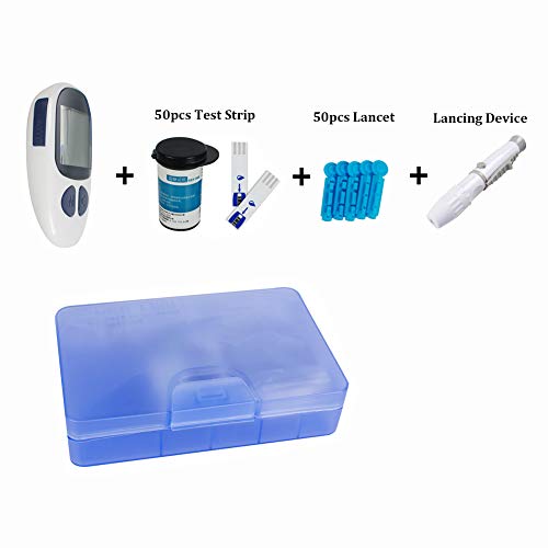 Denshine Diabetes Testing Kit Electronic Bloodless Glucose Meter Glucometer Digital Handheld Blood Glucose Monitor Diabetes Test Meter Monitor Kit with 50 Test Strips, 50 Lancets (#103)