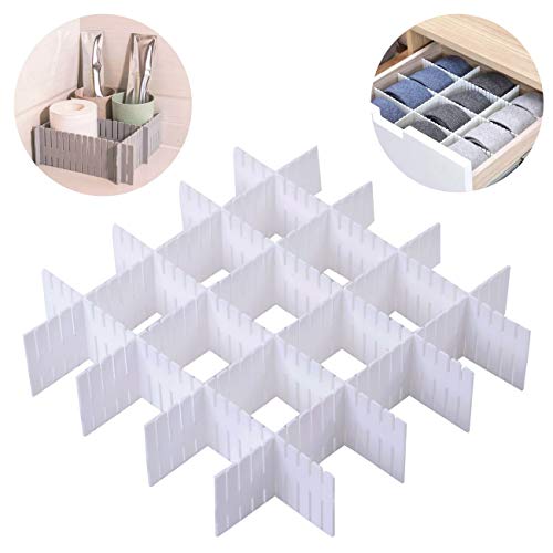 NEW OOPS 8 pcs DIY Plastic Grid Drawer Dividers Tidy Closet Shelf Office Home Kitchen Drawer Organizer Adjustable Underwear Tools Utensil Plastic Storage (White-8pcs)