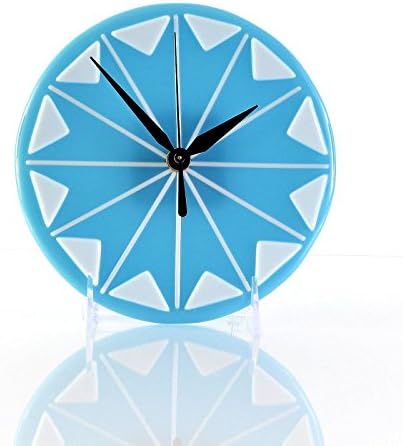 Sky Blue Fused Glass Art Starburst Wall Clock