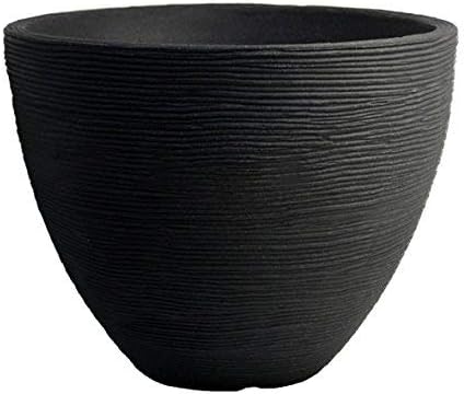 Spetebo Blumenkubel Im Rillen Design 39 5 X 31 Cm Kunststoff Pflanzkubel Blumentopf Rund Fur Innen Und Aussen Anthrazit Amazon De Garten