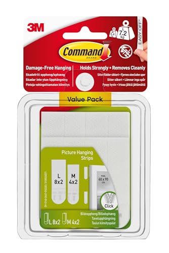 Command Bild Klebestreifen zum Aufhaengen Value Pack Medium & Large Mehrfarbig