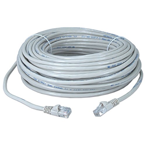 25' FT CAT5E Patch Cord Cable White Snagless UTP RJ45 Connector Each End Lan Network Gold Plated 100% Tested 24 AWG Copper Stranded Male to Male Enhanced Category 5e High Data Computer Gaming Jumper