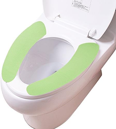 YINYI Bathroom Warmer Washable Health Toilet Seat Cover Pads 4 Set - Silicone Sticky (Green)