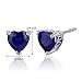 Peora Created Blue Sapphire Heart Stud Earrings 925 Sterling Silver, Solitaire Scroll Gallery, 2 Carats Total 6mm, Friction Backs, Blue Earrings, September Birthstone Gift
