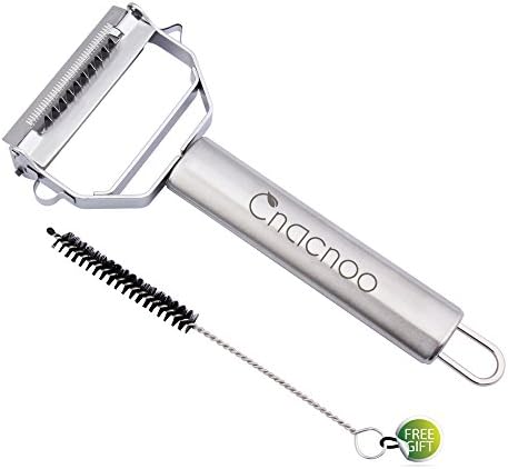 Ultra Sharp Stainless Steel Vegetable Julienne &amp; Vegetable Peeler Made with Food Grade Material for Vegetable Fruit with Cleaning Brush By Cnacnoo