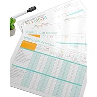 Magnetic Refrigerator Home Checklist Set with Kids Chore Chart and Menu Plan Magnet