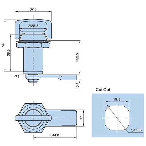 T Handle Turn Cam Lock - Knob Head,Topper Handle Lock, Truck Cap T-Handle, Truck Cabinet Toolbox Lock MS816-3-1 for Enclosures, Cabinets, Desks, Generators, Boxes, etc - Thumbnail 3