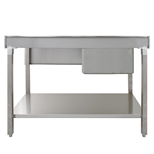 Kukoo Gastro Profi Edelstahl Edelstahlspüle Spültisch Spülbecken Waschbecken Gastrotische Spüle Spülbecken Gastro Becken Links Abtropffläche rechts 120cm x 60cm x 90cm mit Gratis Abflusssieb – Bild 6
