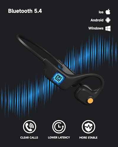 LOBKIN Diadema con Micrófono de Cancelación de Ruido - Audífonos de Oído Abierto Bluetooth 5.4 para Oficina y Teletrabajo, Auriculares de Conducción Aérea, Conexión Multipunto para Laptop y Celular