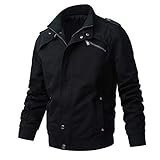 Men's Casual Winter Cotton Military Zip Jackets Windproof Outdoor Coat Windbreaker