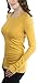 ToBeInStyle Women's Cotton-Blend Crew-Neck Staple Top With Long Sleeves (Small, Mustard)