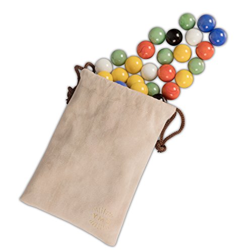 Marbles for Chinese Checkers, Set of 60, 6 Colors, 10 Marbles for Each Color, Includes Velvet Drawstring Pouch