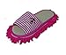 Friendly House Women's Microfiber Floor Cleaning Mop Slippers with Stripes and Embroidery (Suitable for Women Size 7-9, Fushcia)