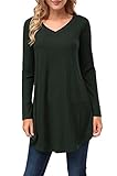 Kranda Womens Tunic Sweater, V Neck Long Sleeve Knit A-Line Sweater Dress …