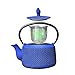 Old Dutch International Matsukasa Cast Iron Teapot, 27 oz, Deep Blue/Gold