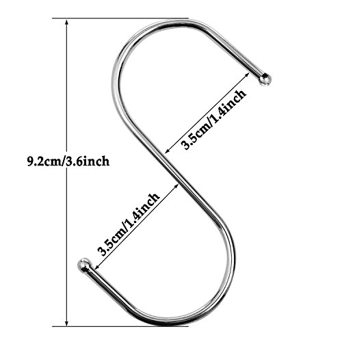 WOVTE Stainless Steel S Shaped Silver Tone Polished Plating Hanging Hooks for Kitchen, Bathroom, Bedroom and Office Pack… 4 WOVTE Stainless Steel S Shaped Silver Tone Polished Plating Hanging Hooks for Kitchen, Bathroom, Bedroom and Office Pack… - Image 5