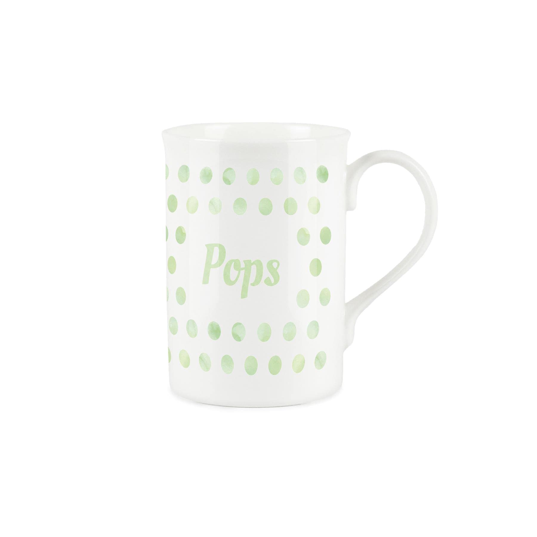 Purely Home Green Polka Dots Spots Pops Mug - Fine Bone China Gift/Present Mug for Pops Grandpa Grandad