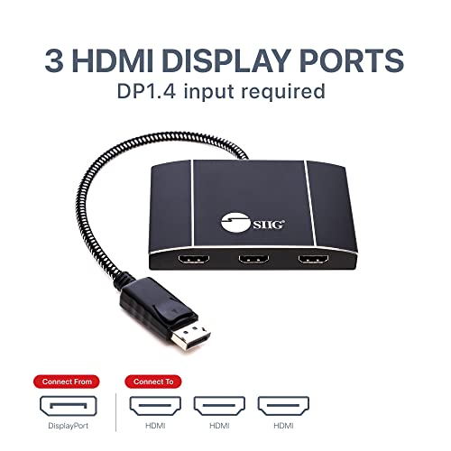 SIIG MST Hub DisplayPort to HDMI Splitter, DP 1.4 to 3X Multi Stream