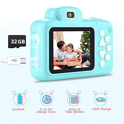 Phankey Kids Camera,Kids Digital Camera for Boys Girls Birthday Toy Gift Selfie Camera 2.4 Inch Screen 8MP Digital Camera for Children with 32G Memory Card