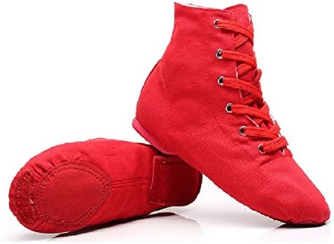 Lace-up Canvas Dance Shoes Flat Jazz Boots for Practice, Suitable for Both Men and Women