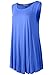 LARACE Women Solid Sleeveless Tunic for Leggings Swing Flare Tank Tops (1X, Blue)