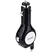 Tangle-free Lighting Retractable Cable Vehicle USB Car Charger for Apple iPhone 6 Plus iPhone 5 5c 5s iPad Air 2 iPod Touch 5 (Black)