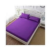 MRxcff Fashion Queen Size Bed Sheets with Elastic Band Solid Fitted Sheet Soft Polyester Mattress Cover 160x200cm&140x200cm