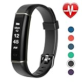 Letsfit Fitness Tracker with Heart Rate Monitor, Pedometer Watch, Waterproof Smart Watch Activity Tracker with Step Counter, Sleep Monitor, Step Tracker for Kids Women and Men (Black)