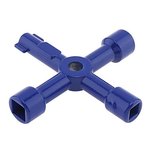 ChgImposs Multi-function Key Wrench, 4 In 1 Universal Inside Cross Triangle Plumber Blue Key Wrench for Electric Control Cabinet Train Elevator