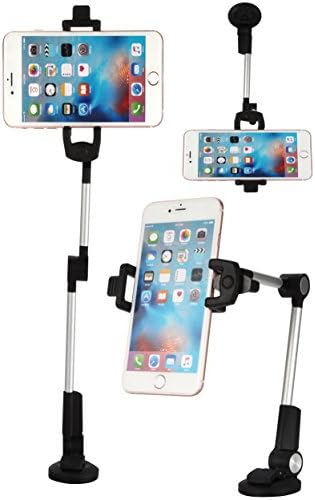 Universal SmartPhone Holder Mount Stand, Desk Top Cradle,Car Dashboard Windshield Wall Mount, Adjustable Mobile Dash Suction Swivel Rotating Iphone Android Desktop Car GPS Wireless Accessory (Silver)