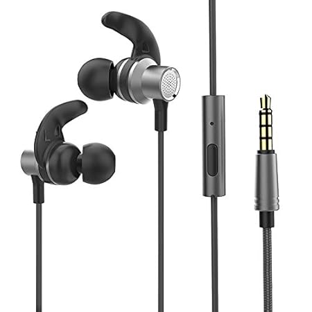 I-Sonite Schwarz Wired 3,5 mm Klinke Kopfhörer In-Ear-Ohrhörer mit eingebautem in Freisprech-Mikrofon, Fernbedienung und Nois