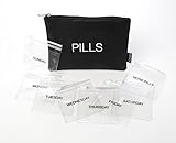 Miamica Pill Case Pouch with 8 Resealable Pouches Printed with Days Of The Week, Black, One Size