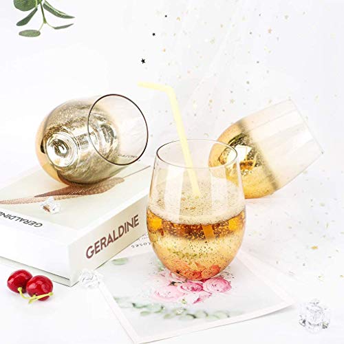 AGGF Glas, 18,6 Unzen Cocktailgläser 4er-Set Biergläser Golden Shiny Trinkgläser Getränkebecher für Wassersaft – Bild 4