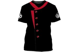 QUNBZOU Mens 3D Print Chef Jacket Short Sleeve Personalized Chef Coat Quick Dry T-shirt Cook Shirt BBQ Shirt