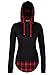 DJT Womens Check Contrast Long Sleeve Pullover Hoodie Top