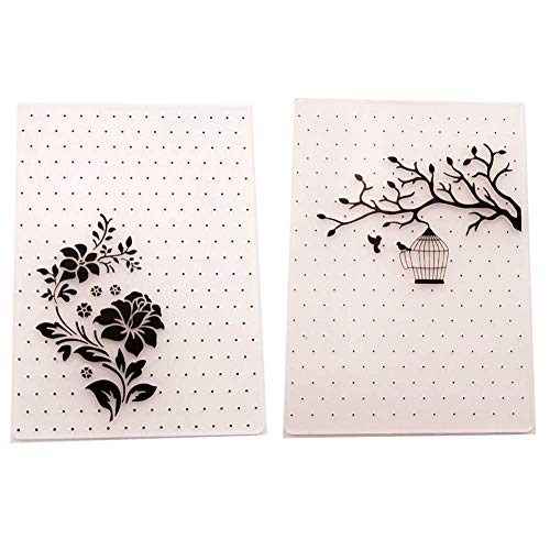 2pcs Plastic Embossing Folders DIY Paper Decor Template Background Decorative Tools for Card Making 4.35.9 inch Around (Branch Flower) - Thumbnail 7