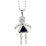 Sterling Silver Birthstone Charm September Baby Brat Girl Blue Sapphire Color Cubic Zirconia