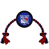 NHL New York Rangers Puck Toy for Dogs & Cats. Play Hockey with Your Pet with This Licensed Dog Tough Toy Reward!