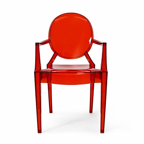 Phantom Stacking Arm Chair, Set of 2, Translucent Red