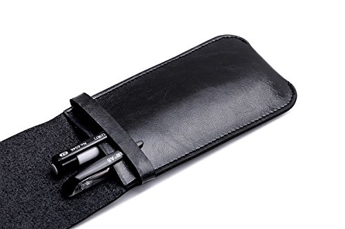 Shuxy Leather Pen Case Holder Handmade Fountain Multi Pens Pouch Soft Pen Protective Sleeve Cover for Ballpoint Pen, Stylus Touch Pen – Black