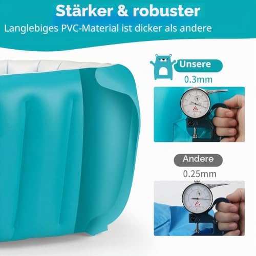 Babybadewanne, 0 – 3 Jahre, aufblasbare Badewanne, faltbar, für Baby, Kinder, rutschfest, weich, für Dusche, faltbar, tragbar, Blau