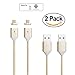 Netdot 2nd Generation Magnetic Braided USB Charging Cable for Samsung Galaxy S2 S3 S4 S6 , Note 2/3/4/5, LG G4 G3, Sony Xperia Z5 Premium/Compact etc (2 Pack Gold)