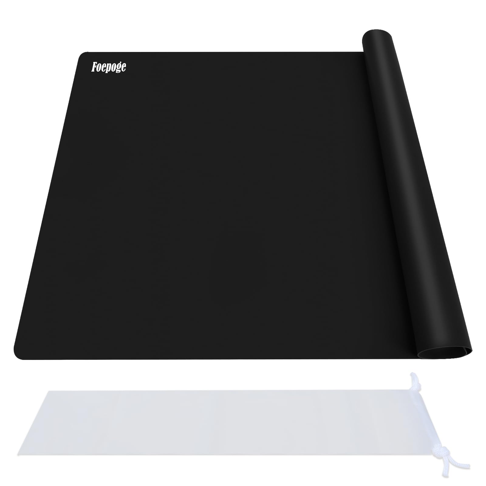 Foepoge Extra Large Silicone Mat for Resin Casting 71x51 cm, Non Stick Silicone Sheet for Crafts, Heat Resistant Countertop Protector, Placemat for Kitchen Worktops, Craft Mat for Resin Mould,Black