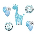 Safari It's a Boy Giraffe Blue Zebra Balloon Baby Shower Party Supply Gift Set